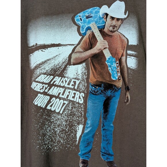 Brad Paisley 2007 Bonfires & Amplifiers Tour Concert T-Shirt 2XL Brown Country - Picture 1 of 5